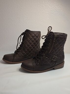 Roebuck & Co. Zoey Lace Up Ankle Studded Stacked Heel Boots Childs 4 Nwob